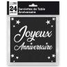 SERVIETTES ANNIVERSAIRE NOIRES METALLISEES X24