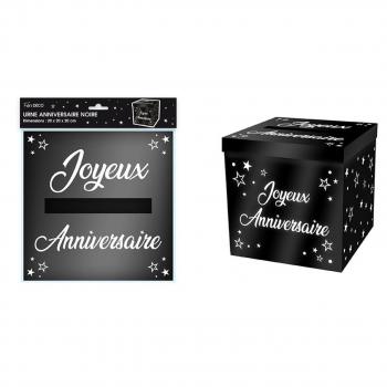 URNE METALLIQUE ANNIVERSAIRE NOIRE