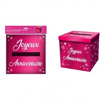 URNE METALLIQUE ANNIVERSAIRE FUCHSIA