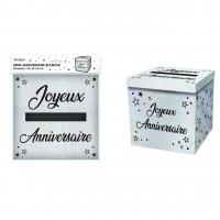 URNE METALLIQUE ANNIVERSAIRE BLANCHE