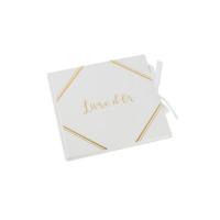 LIVRE D'OR BLANC EMBOSSE OR ET RUBAN 21X20CM (68 pages)