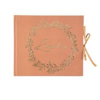 LIVRE D'OR JOLIS BRINS TERRACOTTA ET OR AVEC RAPHIA 22X19CM (68 p)