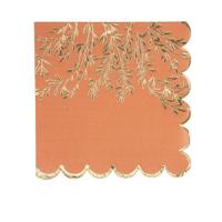 SERVIETTES JOLIS BRINS TERRACOTTA ET OR 33X33CM X16