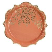 ASSIETTES JOLIS BRINS TERRACOTTA ET OR 23CM X8