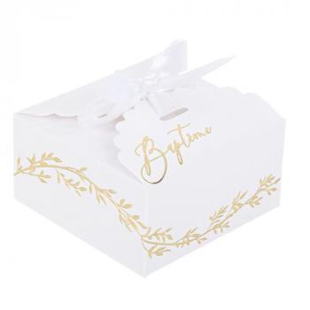 CONTENANTS BAPTEME JOLIS BRINS BLANCS ET OR ET RUBAN  SATIN X10