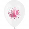 BALLON LATEX "1ER ANNIVERSAIRE" ROSE 11"28CM X10
