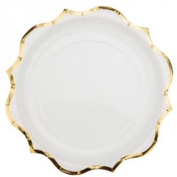 ASSIETTES BLANC LISERE OR 23CM X8