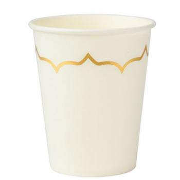 GOBELETS BLANC LISERE OR 255ML X8