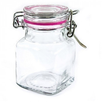 Bocal Carre en Verre Joint Fuschia 11 cl  x12