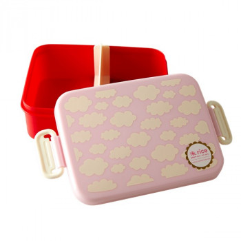 LUNCHBOX EN MÉLAMINE RICE - ROSE IMPRIMÉ NUAGES - LARGE