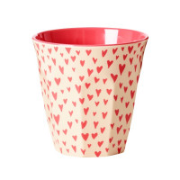 TASSE EN MÉLAMINE RICE - IMPRIMÉ COEURS ROUGES - MEDIUM