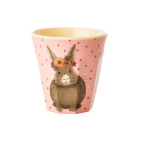 TASSE ENFANT EN MÉLAMINE RICE - ROSE IMPRIMÉ LAPIN