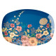 ASSIETTE RECTANGULAIRE EN MÉLAMINE RICE - BLEUE IMPRIMÉ COLLAGE DE FLEURS