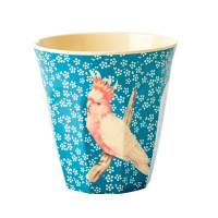 TASSE EN MÉLAMINE RICE - BLEU IMPRIMÉ OISEAU VINTAGE - MEDIUM