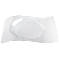 Assiette vague plastique 28x23 cm transparente x12