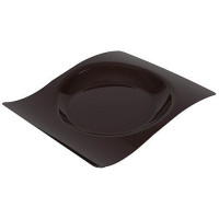 Assiette vague plastique 22x18 cm chocolat x12