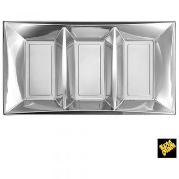 ASSIETTE 3 COMPARTIMENTS 33X18CM ARGENTX2