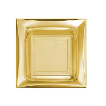 ASSIETTE CARRE PLASTIQUE 23X23CM OR X6