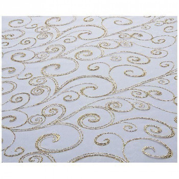 CHEMIN DE TABLE ORGANZA BLANC/OR 36CM X5M