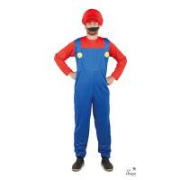 COSTUME PLOMBIER ROUGE ET BLEU T.L/XL