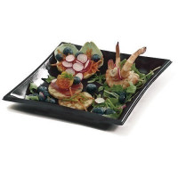 Assiette Vague en PS noire 21x21 cm