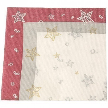SERVIETTE VOIE SECHE 40X40 CM STELLA PRUNE/GRIS X25