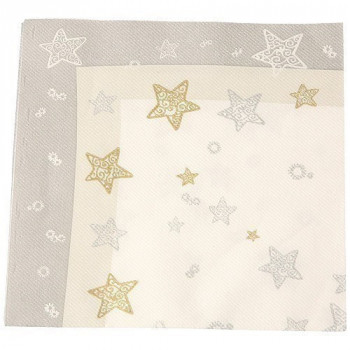 SERVIETTE VOIE SECHE 40X40 CM STELLA GRIS X25