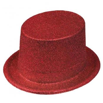 CHAPEAU HAUT DE FORME PAILLETTE ROUGE