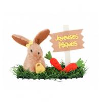 DECO LAPIN AVEC CAROTTE JOYEUSES PAQUES 8CM