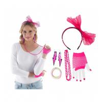 KIT 5 PIECES ANNEES 80 ROSE FLUO