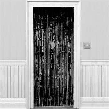 RIDEAU FRANGES NOIR 1MX2M