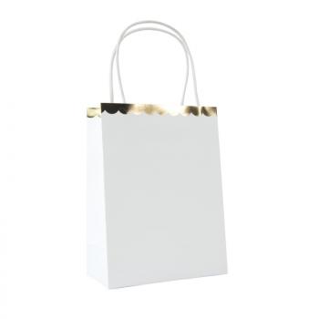 SACS EN PAPIER BLANC ET OR 29X8X15CM X4