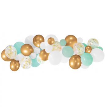 KIT 50 BALLONS POUR ARCHE OR / PECHE / VERT PASTEL