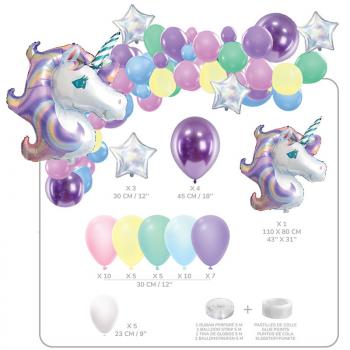 KIT 50 BALLONS POUR ARCHE LICORNE