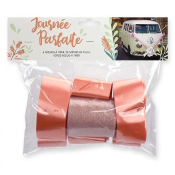 KIT DE DECORATION VOITURE ROSE GOLD (6noeuds+1 gros noeud+tulle20M)