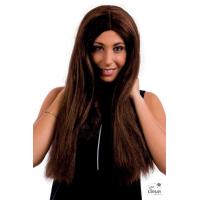 PERRUQUE LONGUE RAIDE BRUNE 60CM