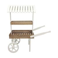 CHARIOT 2 NIVEAUX BOIS ET BLANC 132X50X150CM