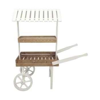 CHARIOT 2 NIVEAUX BOIS ET BLANC 132X50X150CM