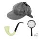 SET DETECTIVE (casquette, loupe et pipe)