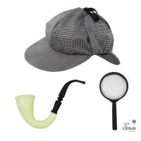 SET DETECTIVE (casquette, loupe et pipe)