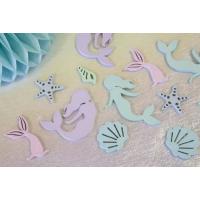 CONFETTIS DE TABLE THEME SIRENE EN BOIS X12