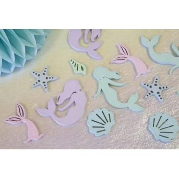 CONFETTIS DE TABLE THEME SIRENE EN BOIS X12