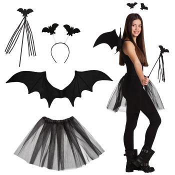 COSTUME SET CHAUVE-SOURIS (TIARE/BAGUETTE/AILES/TUTU)