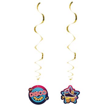 SET 2 SWIRLS DECO DISCO FEVER DOUBLE FACE 85CM