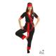 COSTUME NINJA FEMME NOIR ET ROUGE T.S-M