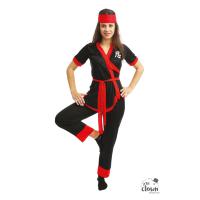 COSTUME NINJA FEMME NOIR ET ROUGE T.S-M