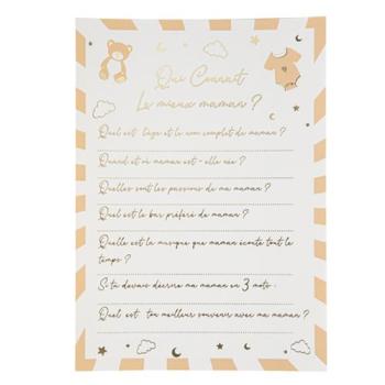 CARTES "qui connait mieux maman?" BABY NUDE CAMEL ET OR  X10