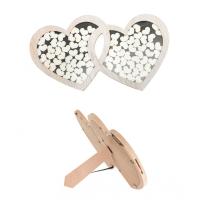 CADRE DOUBLE COEUR BOIS 85 COEURS 60.5x2x37cm