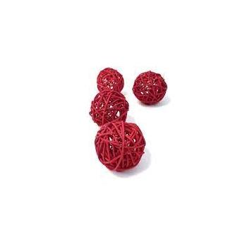 SACHET 9 BOULES ROTIN ROUGE