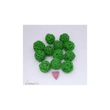 SACHET 9 BOULES ROTIN VERT